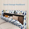 NicBex King/Queen Floating Bed Frame with LED Light and Charging Station,Headboard with Hidden Storage Space,No Box Spring Needed,Blue - 4 of 4