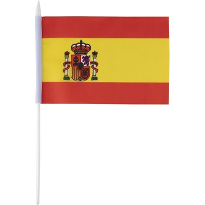 Juvale 72 Piece Spain Stick Flag, Handheld Spanish National Banner for Party Decor, Parades, Festival, 5.5 x 7.8 in