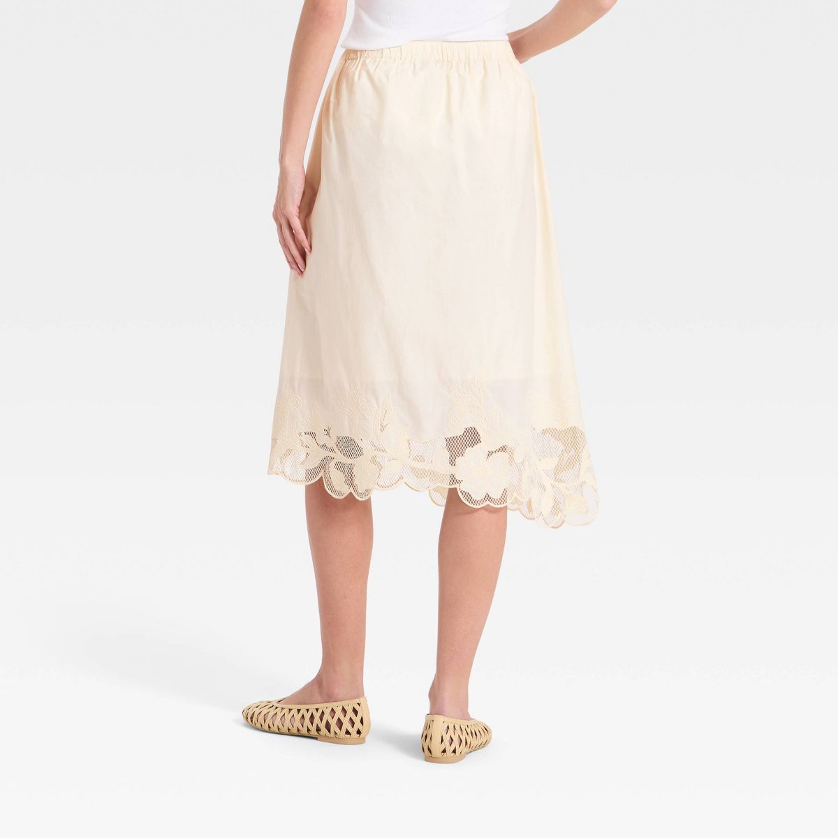 Women's Craft Embellished Midi Skirt - A New Day™ Cream - thumbnail 2