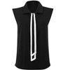 INSPIRE CHIC Women's Button Down Shirt Contrast Color Tie Neck Cap Sleeve Office Blouse - 2 of 4