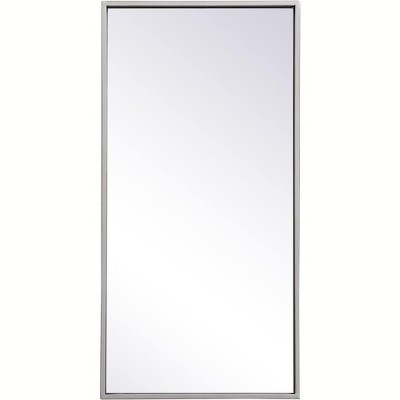 Elegant Lighting Metal frame rectangle mirror 14x28 inch in silver