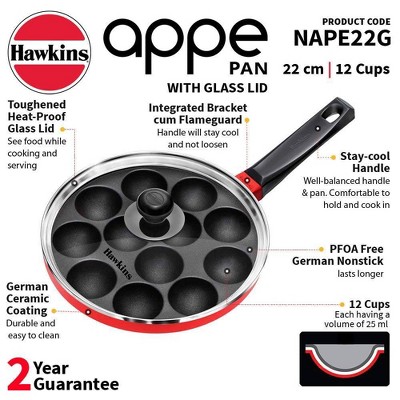 Hawkins Red Aluminum Nonstick Appe Pan with Glass Lid