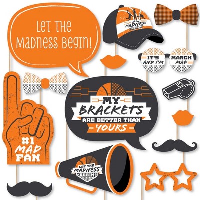 Big Dot of Happiness Basketball - Let the Madness Begin - College Basketball Party Photo Booth Props Kit - 20 Count