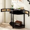 KWPZQEB Entryway Console Table - Half Moon Design, Vintage Sofa Table with 2 Storage Cabinet and Bottom Shelf for Living Room, Hallway - 3 of 4