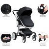 Infans Folding Aluminum Infant Bassinet Reversible Baby Stroller W/ Diaper Bag Black - 4 of 4