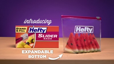 Hefty Slider Jumbo Storage Plastic Bags - 2.5 Gallon size, 3 Boxes of 15 Bags (45 total)