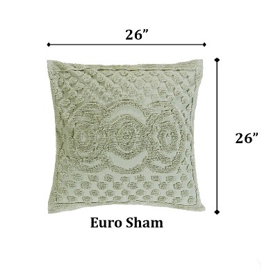 Sage Cotton Tufted Chenille Euro Sham