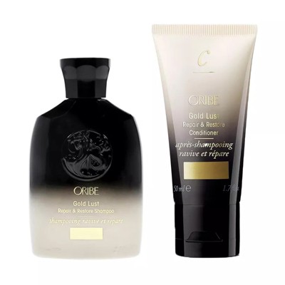 Oribe Gold Lust Repair & Restore Shampoo, 2.5 oz & Oribe Gold Lust Repair & Restore Conditioner, 1.7 oz DUO