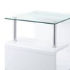 24" Nevaeh High Gloss Finish Accent Table Clear Glass/White - Acme Furniture - 3 of 4
