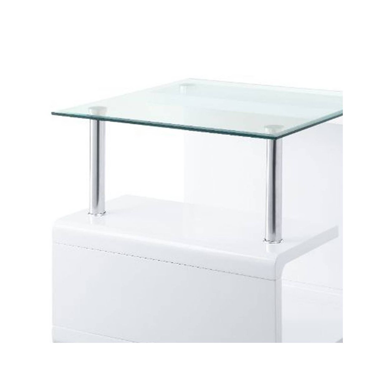 24" Nevaeh High Gloss Finish Accent Table Clear Glass/White - Acme Furniture - thumbnail 3