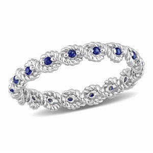 EVERLY JEWELRY |Multiple-color option 10K Gold Infinity Ring with Multiple color created gemstone Options. - 1 of 4