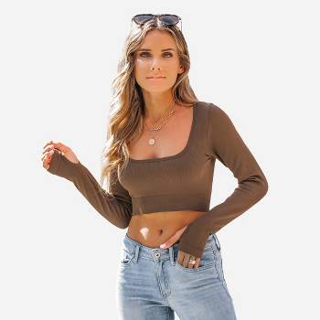 Women's Coco Ribbed Long Sleeve Crop Top - Cupshe