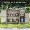 Whisen 47.5" Wicker Outdoor Storage Cabinet with Tempered Glass Desktop, Rattan Bar Table with Adjustable Shelf - 4 of 4