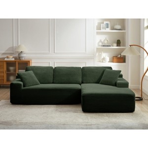109'' Modern Boneless Sofa Couch, Corduroy Modular Sectional Sofa With L-Shape Chaise, No Assembly Required - 1 of 4