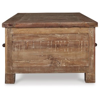 Randale 52" Brown Wood Coffee Table with Storage Drawers