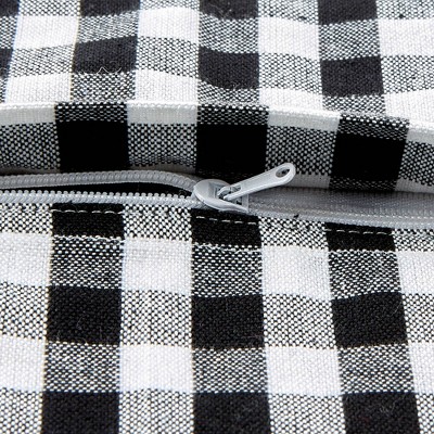 Modern Black and White Cotton Gingham Pillow Covers, Set of 4