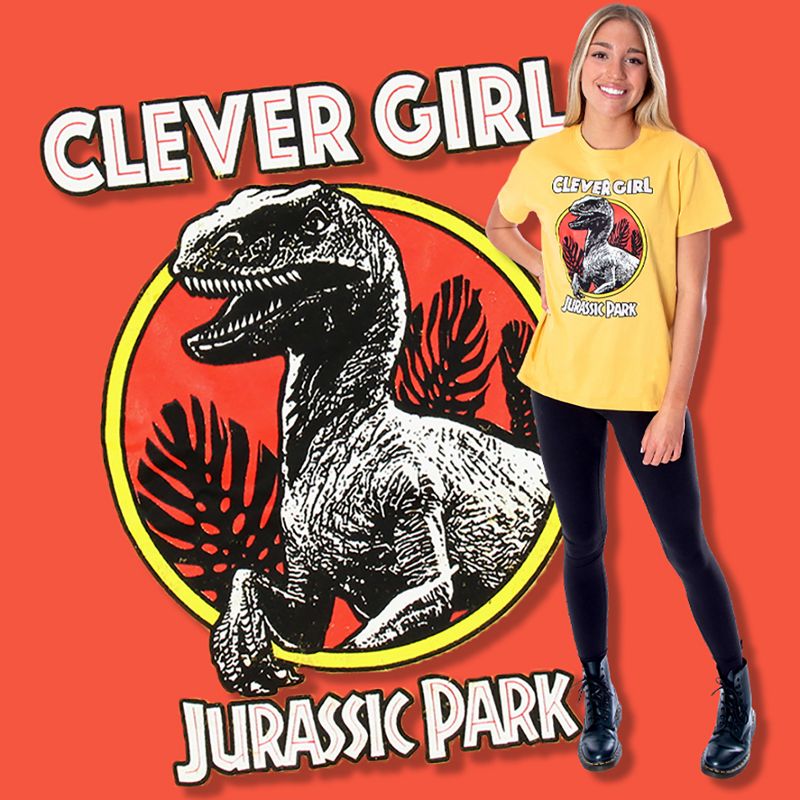 Jurassic Park Women's Clever Girl Velociraptor Distressed Print T-Shirt, 5 of 6