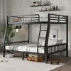 Okak Full Over Queen Metal Loft Bunk Bed Heavy Duty Bedframe with Ladder & Slats Support for Adults Teens, Black - 3 of 4