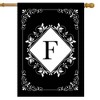 Briarwood Lane Double Sided House Flag 40x28 For Outdoor Black and White Monogram F House Flag - 2 of 4
