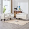 3-Piece Chenille Living Room Furniture Set ¨C Channel Tufted Loveseat & 2 Accent Chairs with Metal Legs, Mid-Century Modern Sofa Set - 2 of 4