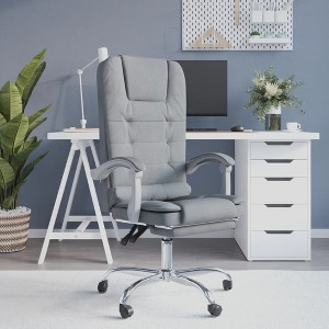 vidaXL Massage Reclining Office Chair Light Gray Fabric - 1 of 4