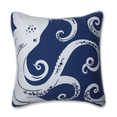 Ollie Octopus Throw Pillow Blue - Pillow Perfect: UV & Weather-Resistant, Nautical Decor, Indoor/Outdoor Use