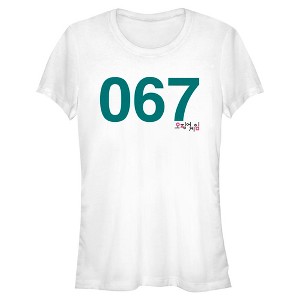 Juniors Womens Squid Game Player 067 T-Shirt - 1 of 4