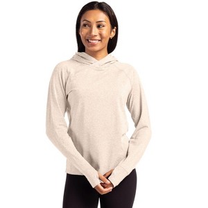 Cutter & Buck Adapt Knit Recycled Womens Heathered Hooded Pullover - 1 of 2