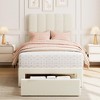 Twin Bed Frame with Under-Bed Drawer, Upholstered Platform Bed with Wave Headboard for Kids/Girls - 3 of 4