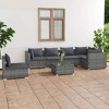 vidaXL 7-Piece Outdoor Patio Lounge Set with Cushions - Poly Rattan and Powder-Coated Steel Material - Modifiable Arrangement - Gray and Anthracite - 2 of 4