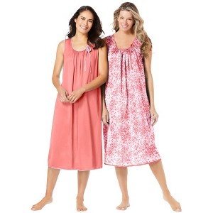 Only Necessities Women's Plus Size 2-Pack Sleeveless Nightgown - 1 of 4
