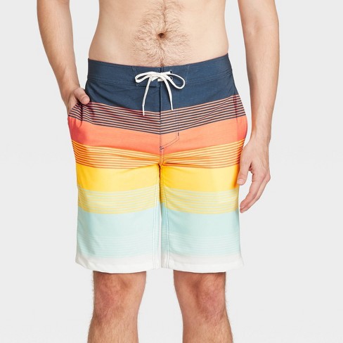 Men's 10" Striped Sunset Board Shorts - Goodfellow & Co™ Orange - image 1 of 3