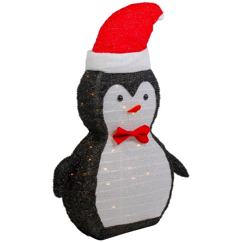 Northlight 28" LED Lighted Tinsel Penguin in Santa Hat Outdoor Christmas Decoration, 4 of 8