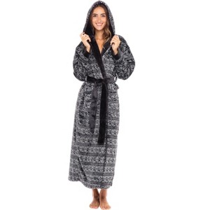 ADR Plush Fleece Robe for Women, Long Hooded Bathrobe with Hood, Plus Size - 1 of 3