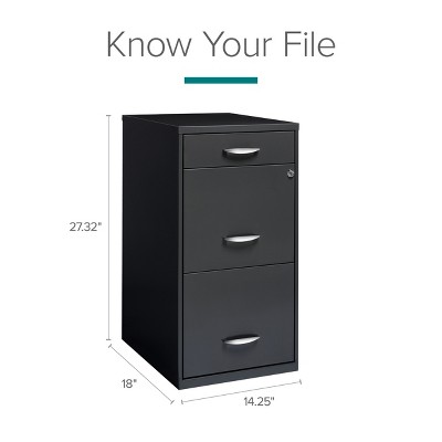 Charcoal 3-Drawer Lockable Mobile Metal File Cabinet