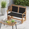 Tangkula Patio Rattan Glider Bench Swing Gliding Rocker for 2 w/ Acacia Wood Frame - 3 of 4
