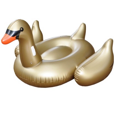 Swimline Giant Inflatable Ride-On 75-Inch Golden Swan Float For Pools | 90701