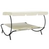 VidaXL Patio Lounge Bed with Canopy and Pillows Cream White - 4 of 4