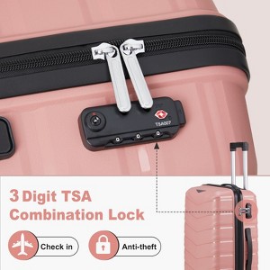 Karl Home Luggage Sets 4 Piece, PP Hard Shell Suitcase 12 inch 20 inch 24 inch 28 inch Luggage Sets Double Wheels with TSA Lock Pink - 1 of 4