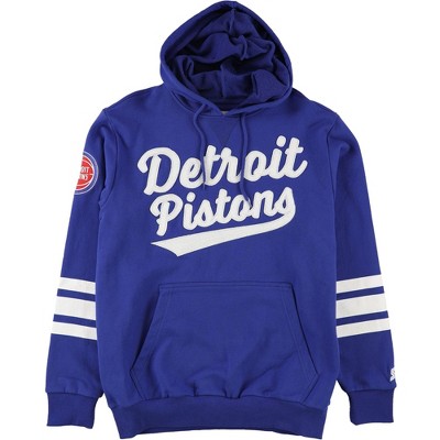 STARTER Mens Detroit Pistons Hoodie Sweatshirt, Blue, Medium
