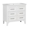 36" Freestanding Bathroom Vanity With Resin Sink and 4 Drawers, White 4W - ModernLuxe - 4 of 4