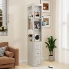 ORRD 73" Tall Slim Storage Cabinet, Antique White Media Console with 3 Drawers & Hooks for CDs, Games & Books, Space-Saving Design - 4 of 4