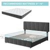 Full Size Upholstered Bed Frame - 4 Storage Drawers, Adjustable Velvet Headboard, Wooden Slats Support - 3 of 4