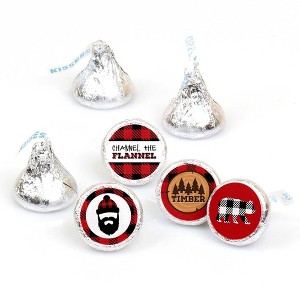 Big Dot of Happiness Lumberjack - Channel the Flannel - Buffalo Plaid Party Round Candy Sticker Favors - Labels Fits Chocolate Candy (1 Sheet of 108) - 1 of 4