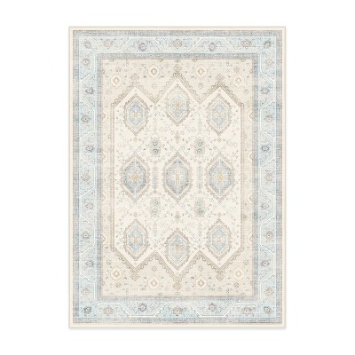 Ruggable 5'x7' Washable Bridgerton Crown Affair Opal Area Rug Ivory/Blue