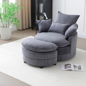 GDFStudio Buck Modern 360° Swivel Corduroy 36"W Chair with Storage Ottoman - 1 of 4