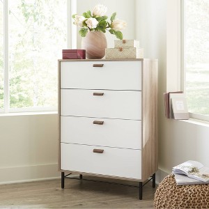 Anda Noor 4 Drawer Chest Sky Oak - Sauder: Modern Storage with Metal Runners & Safety Stops - 1 of 4