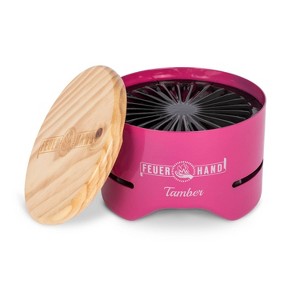 Petromax Feuerhand Tamber Tabletop Charcoal Grill, Powder-Coated Steel for Outdoor Use, Wood Lid, 7.9 inch diameter, Telemagenta - 1 of 4