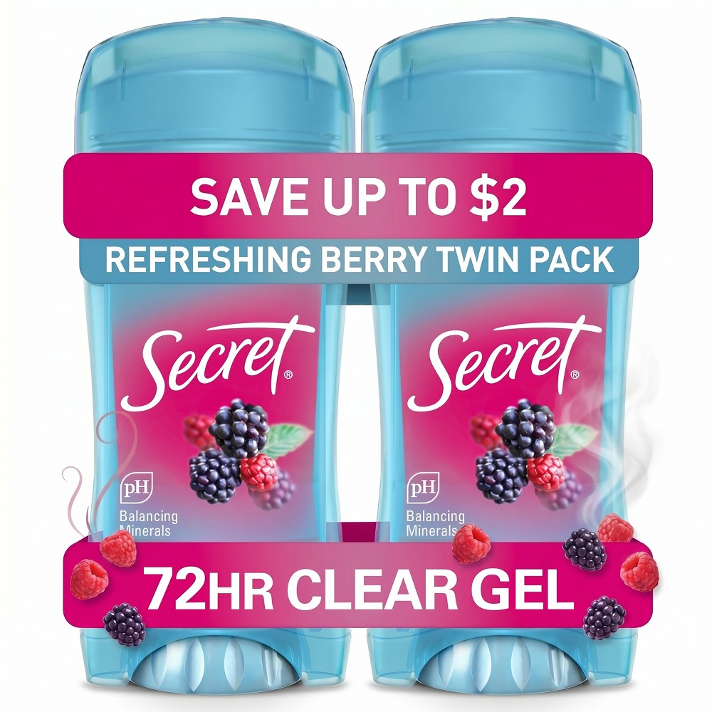 Photos - Deodorant Secret Fresh Clear Gel  - Summer Berry - 2.6oz/2pk: Paraben-Free, For Mature & Dry Skin 