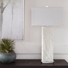 Uttermost Pillar Table Lamp – 32"H Ivory Faux Marble with Carved Design & Brushed Nickel Accents - 4 of 4